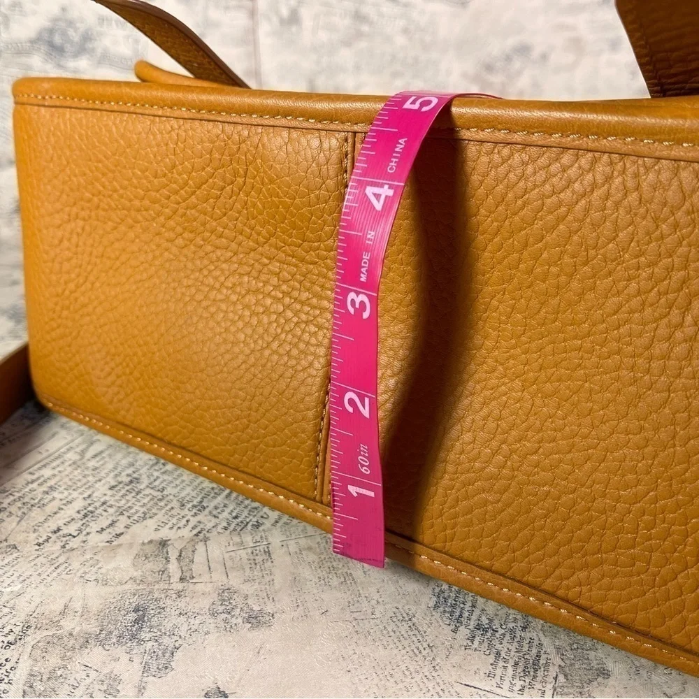 GiGi New York Hayden Saddle Satchel Pebbled Leather Crossbody Bag Brown